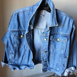 Vintage 90s Oversized Cropped Denim Jacket